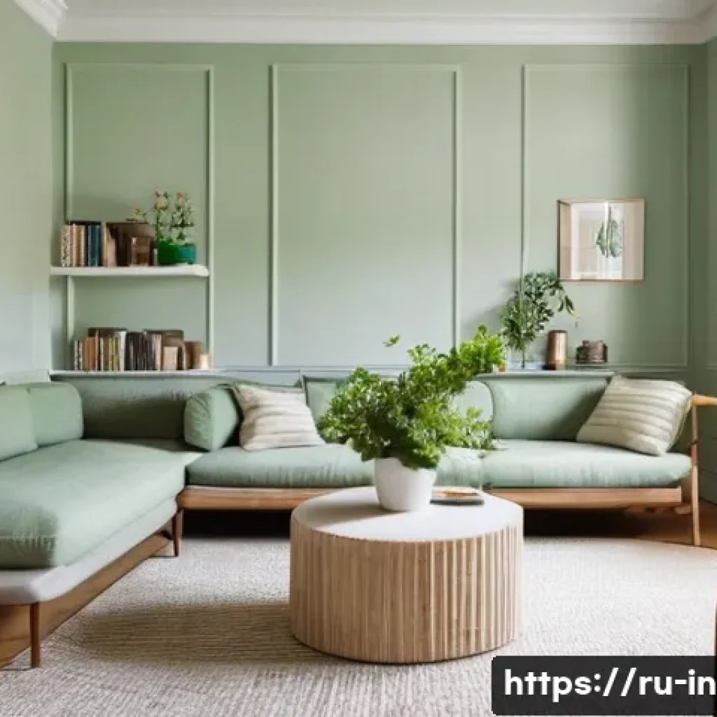 작은 거실 꾸미기 팁 - **Prompt:** A cozy, small living room designed for optical expansion and natural warmth. The walls a...