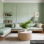 작은 거실 꾸미기 팁 - **Prompt:** A cozy, small living room designed for optical expansion and natural warmth. The walls a...