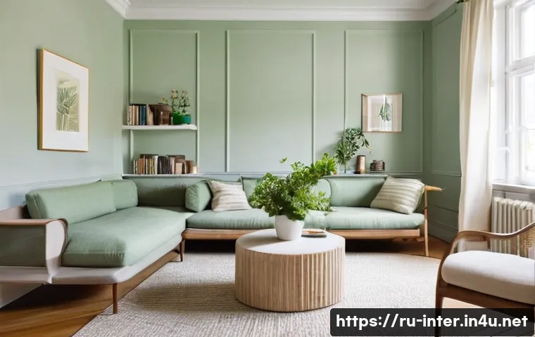 작은 거실 꾸미기 팁 - **Prompt:** A cozy, small living room designed for optical expansion and natural warmth. The walls a...